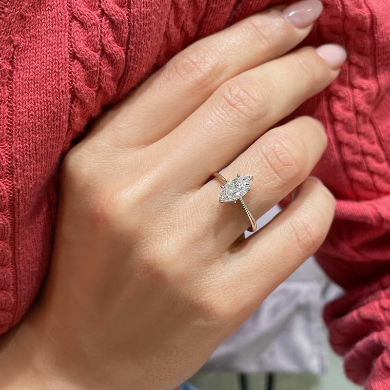 1.00 ct Marquise Solitaire Moissanite Engagement Ring