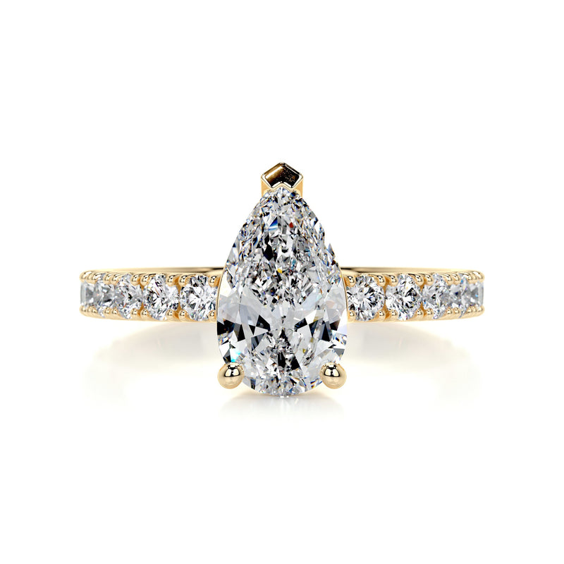 1.83 Carat Pear Pavé Moissanite Engagement Ring