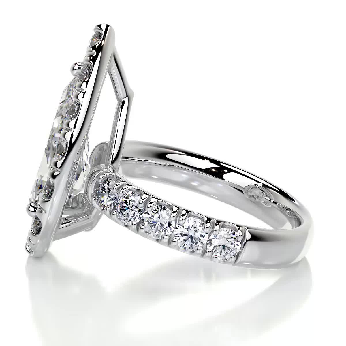 2.0 Carat Pear Halo Moissanite Diamond Engagement Ring