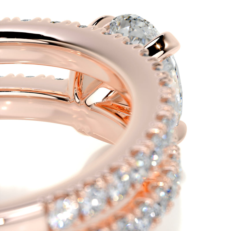 1.58 Carat Oval Pave  Moissanite Diamond Bridal Wedding ring set