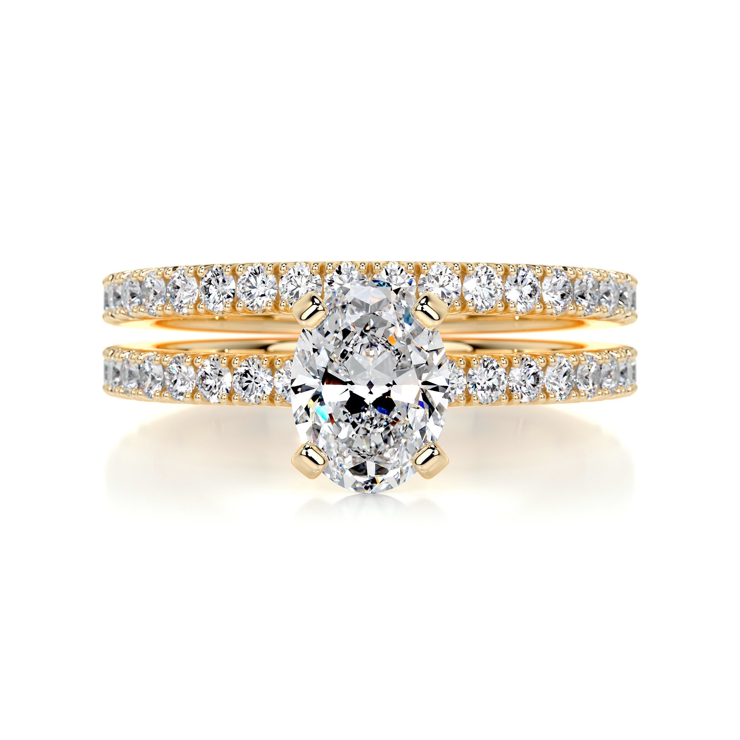 1.58 Carat Oval Pave  Moissanite Diamond Bridal Wedding ring set