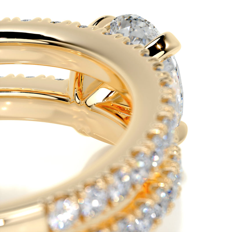 1.58 Carat Oval Pave  Moissanite Diamond Bridal Wedding ring set