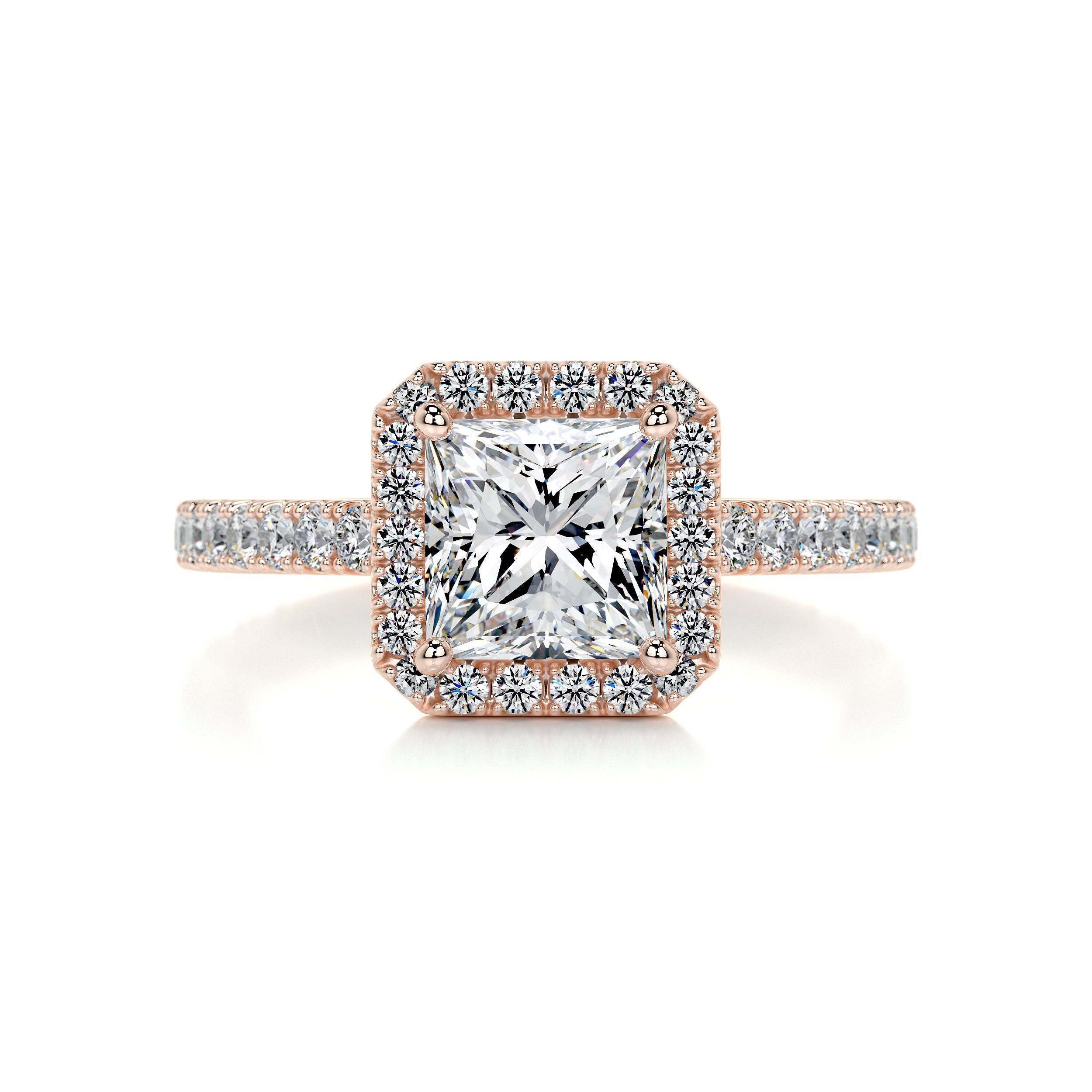 2.4 Carat Princess Halo Moissanite Engagement Ring