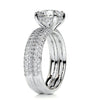 3.2 Carat Round Cut Diamond Triple Pave Hidden Halo Bridal ring set