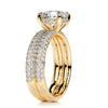 3.2 Carat Round Cut Diamond Triple Pave Hidden Halo Bridal ring set