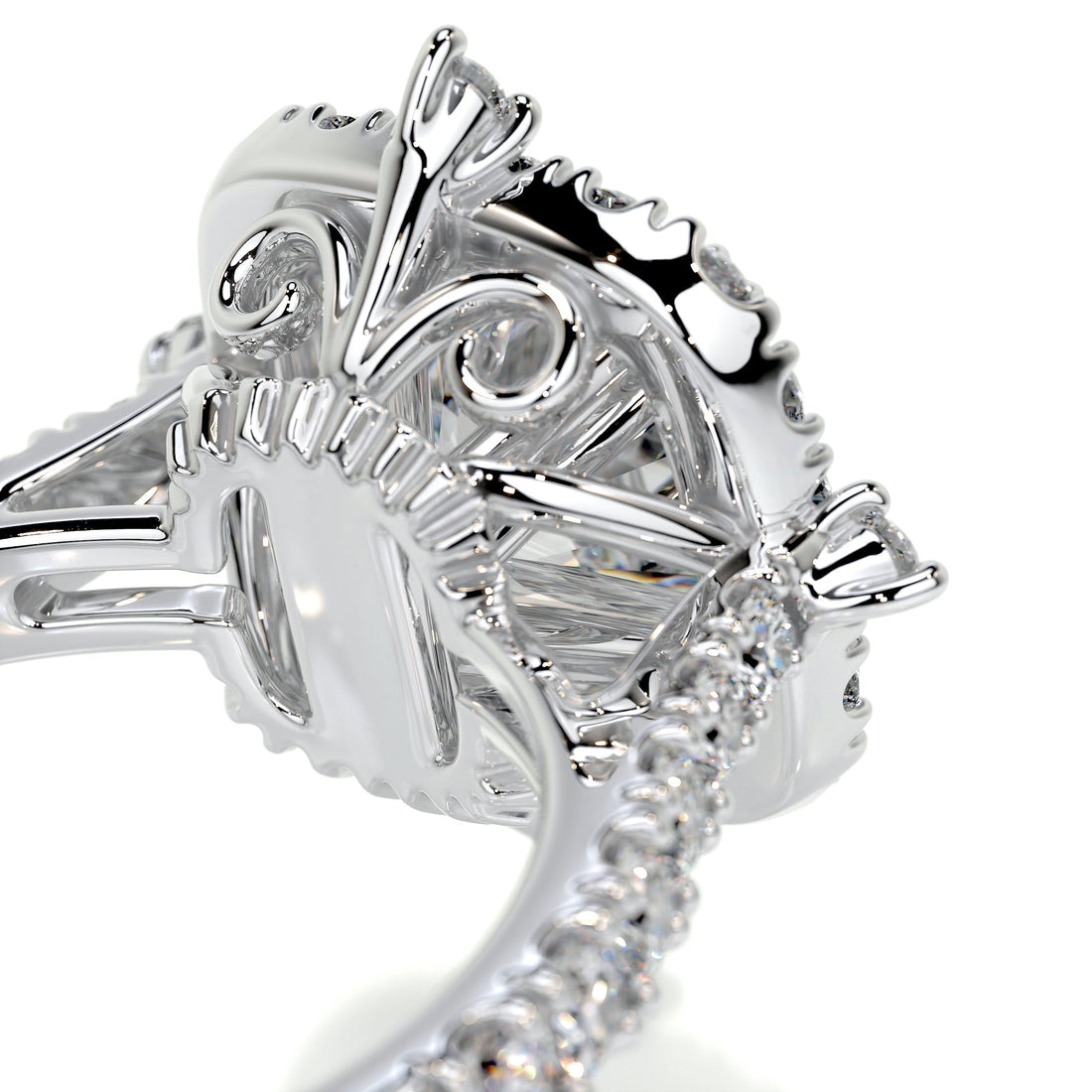 2.25 Carat Round Halo Dual Tone Moissanite Engagement Ring