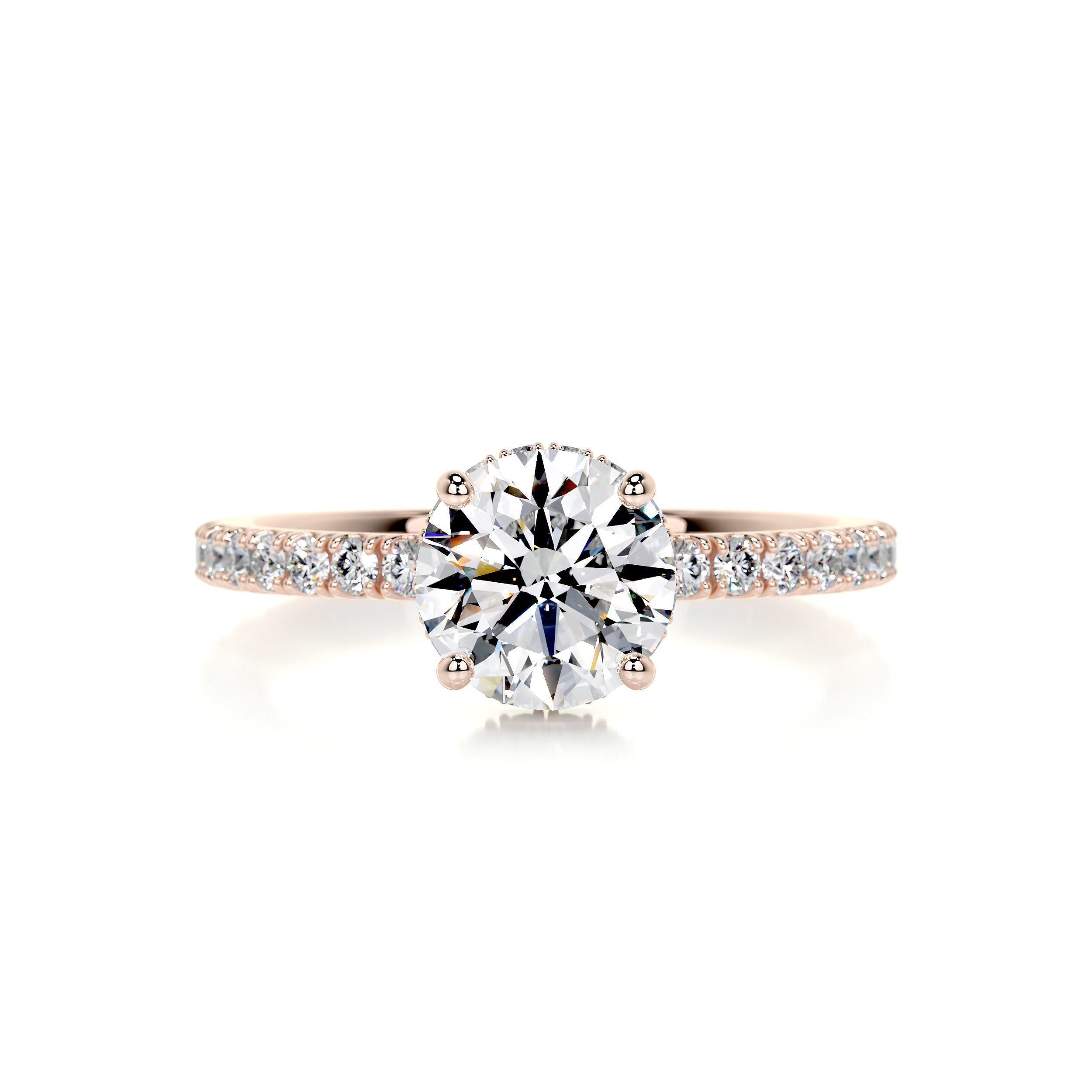 2.3 Carat Round Hidden Halo Pave Moissanite Engagement Ring