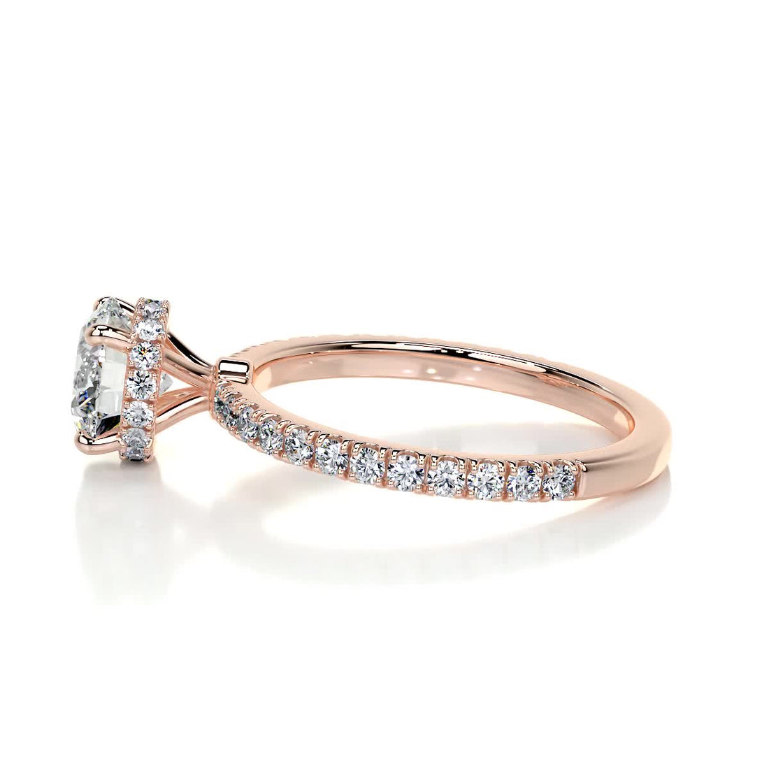 2.3 Carat Round Hidden Halo Pave Moissanite Engagement Ring