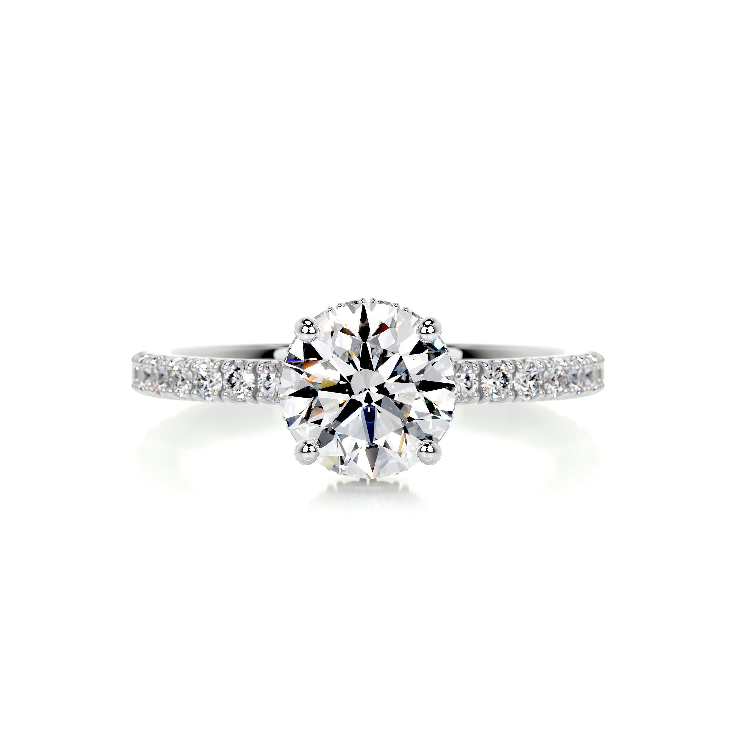 2.3 Carat Round Hidden Halo Pave Moissanite Engagement Ring