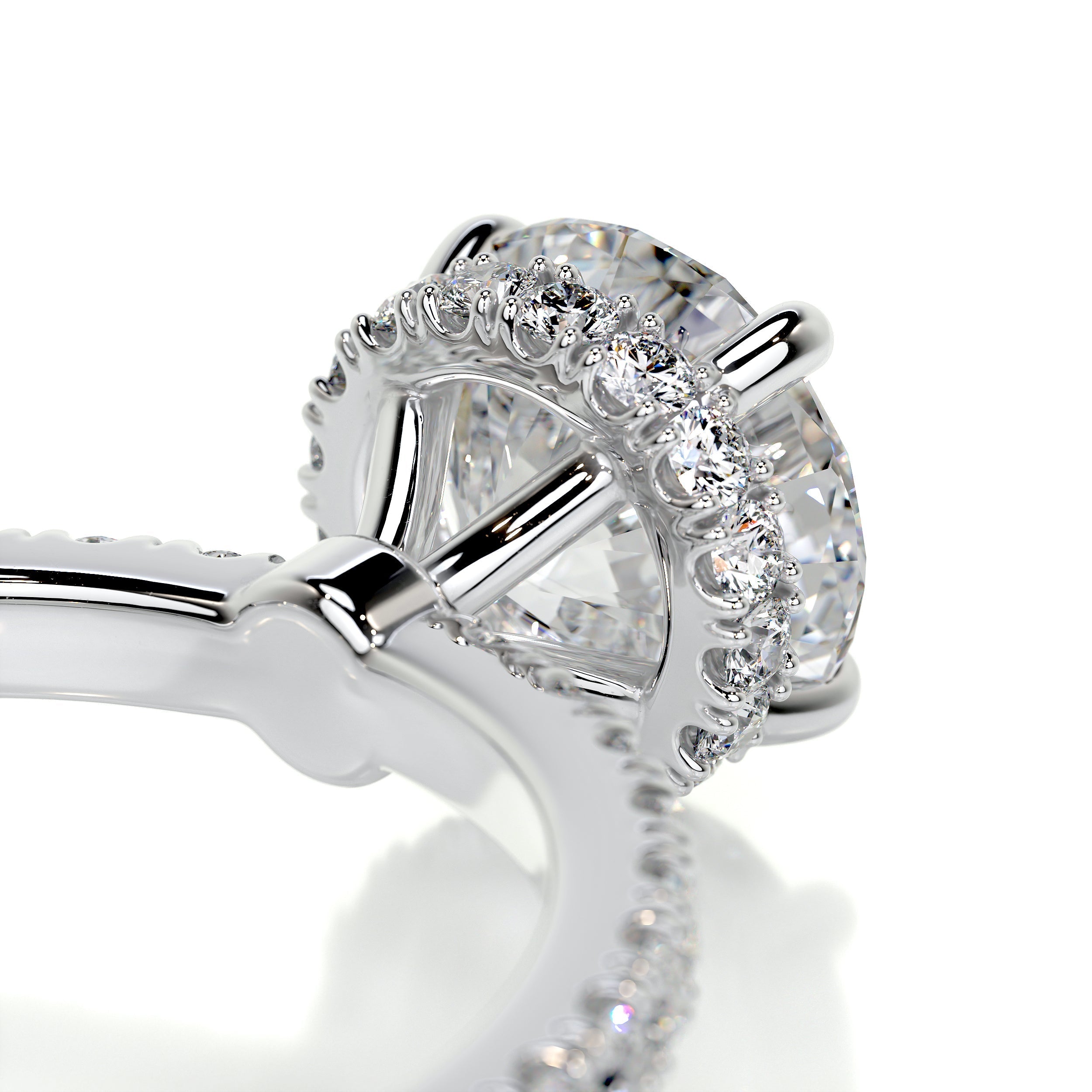 2.3 Carat Round Hidden Halo Pave Moissanite Engagement Ring