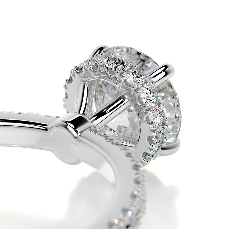 2.3 Carat Round Hidden Halo Pave Moissanite Engagement Ring