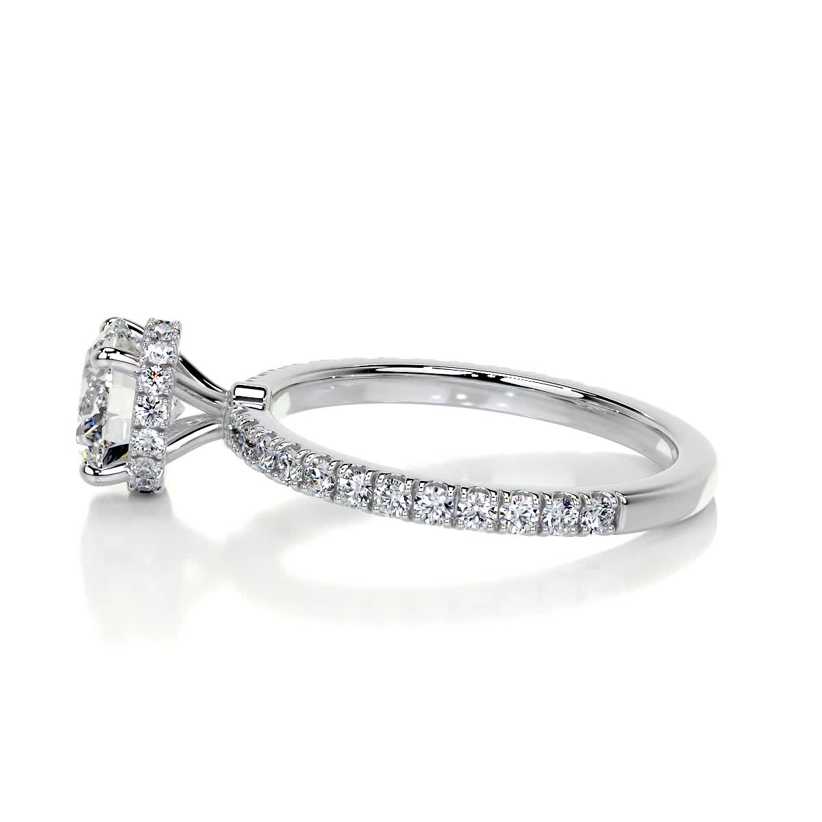 2.3 Carat Round Hidden Halo Pave Moissanite Engagement Ring