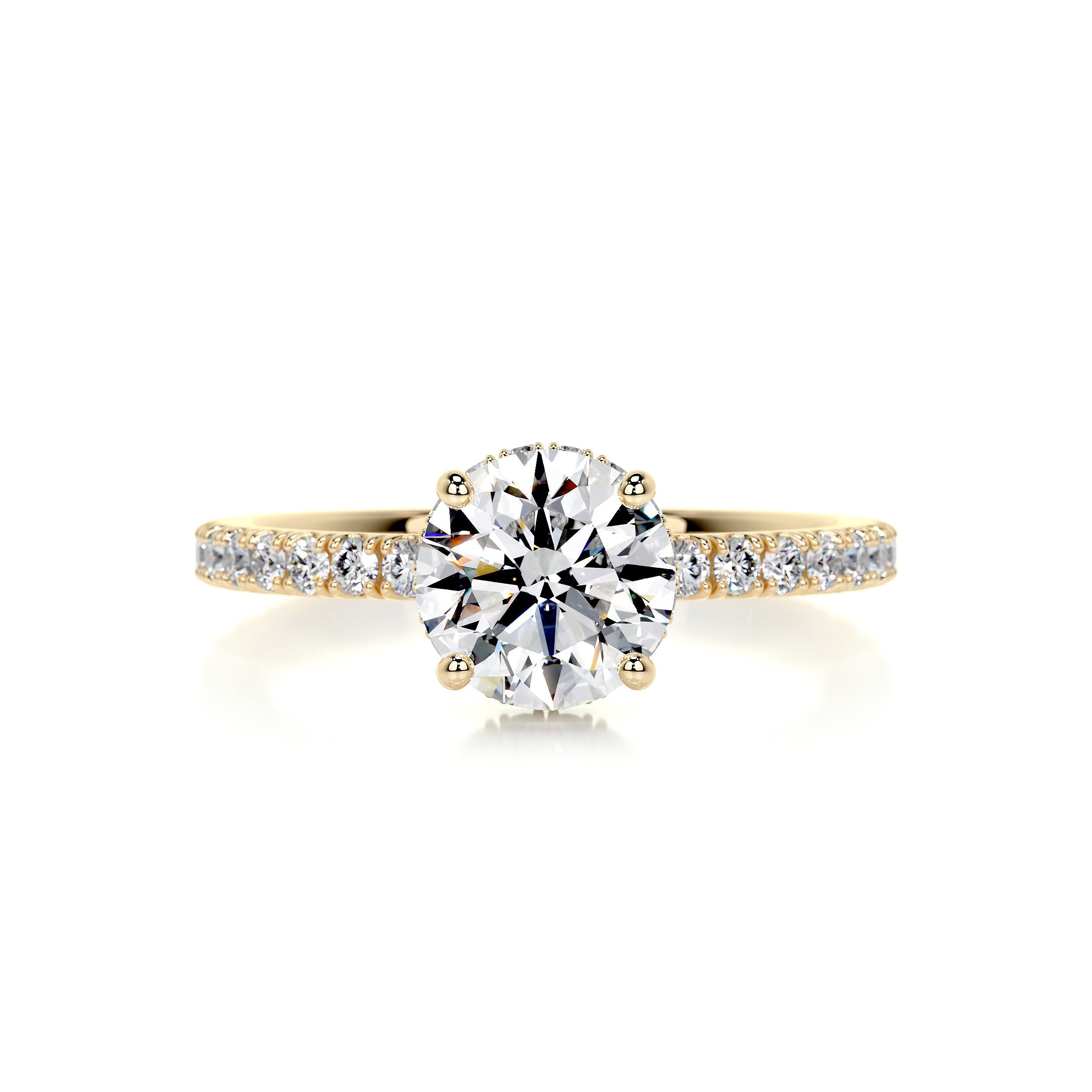 2.3 Carat Round Hidden Halo Pave Moissanite Engagement Ring