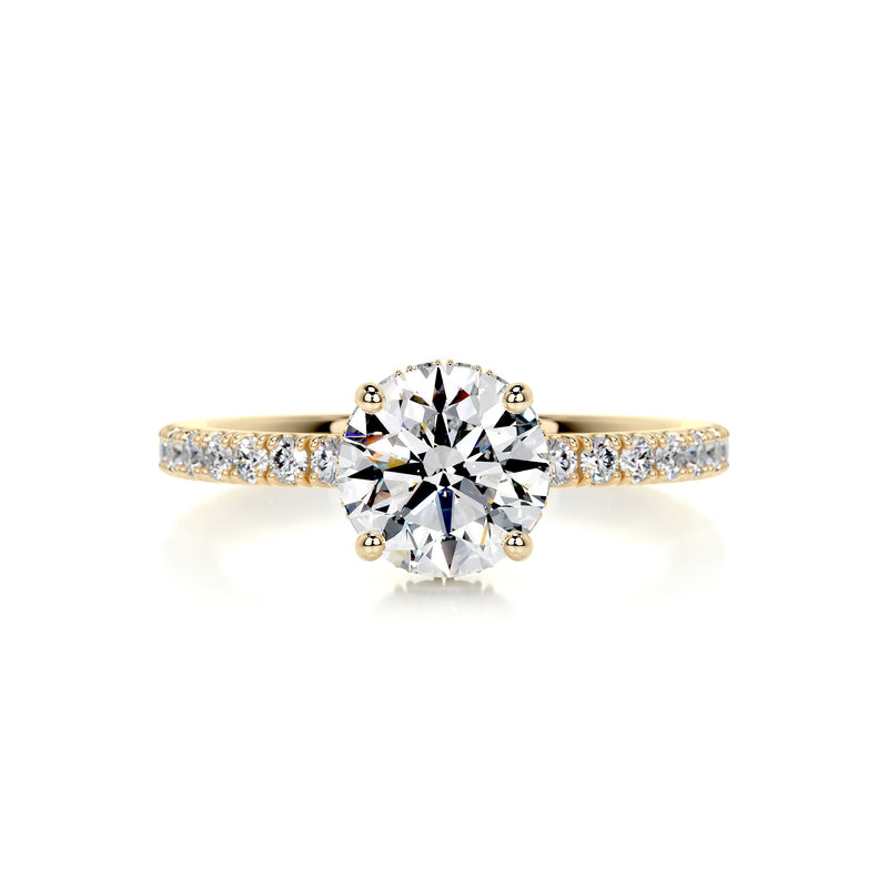 2.3 Carat Round Hidden Halo Pave Moissanite Engagement Ring