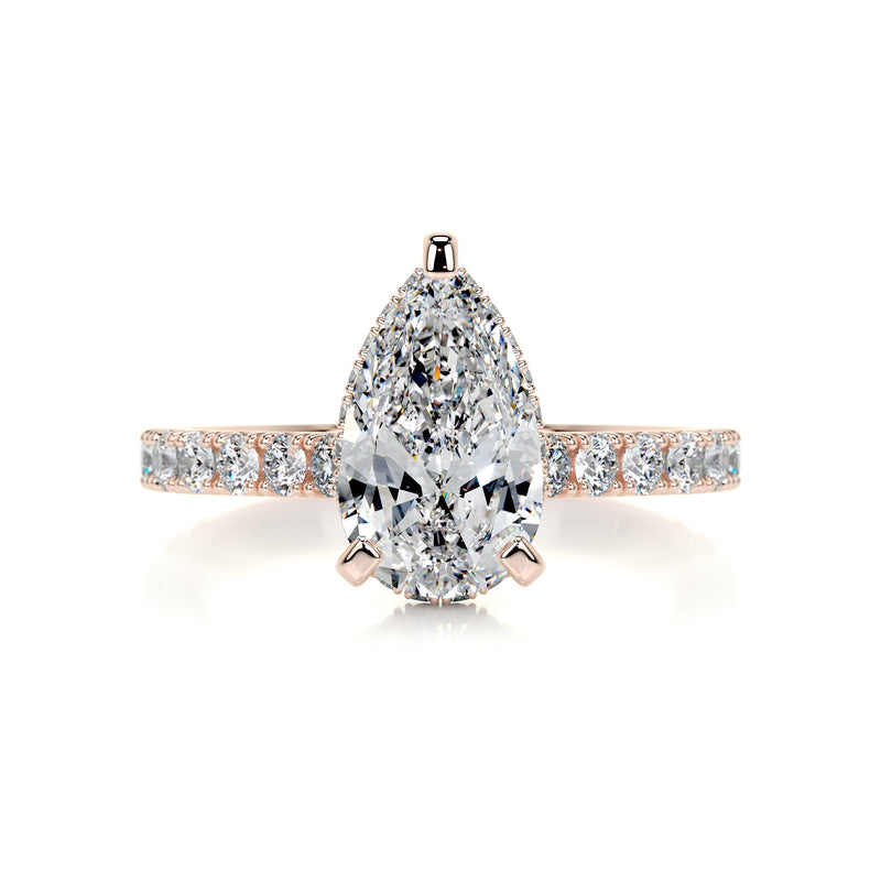 2.5 Carat Pear Pavé Hidden Halo Moissanite Engagement Ring