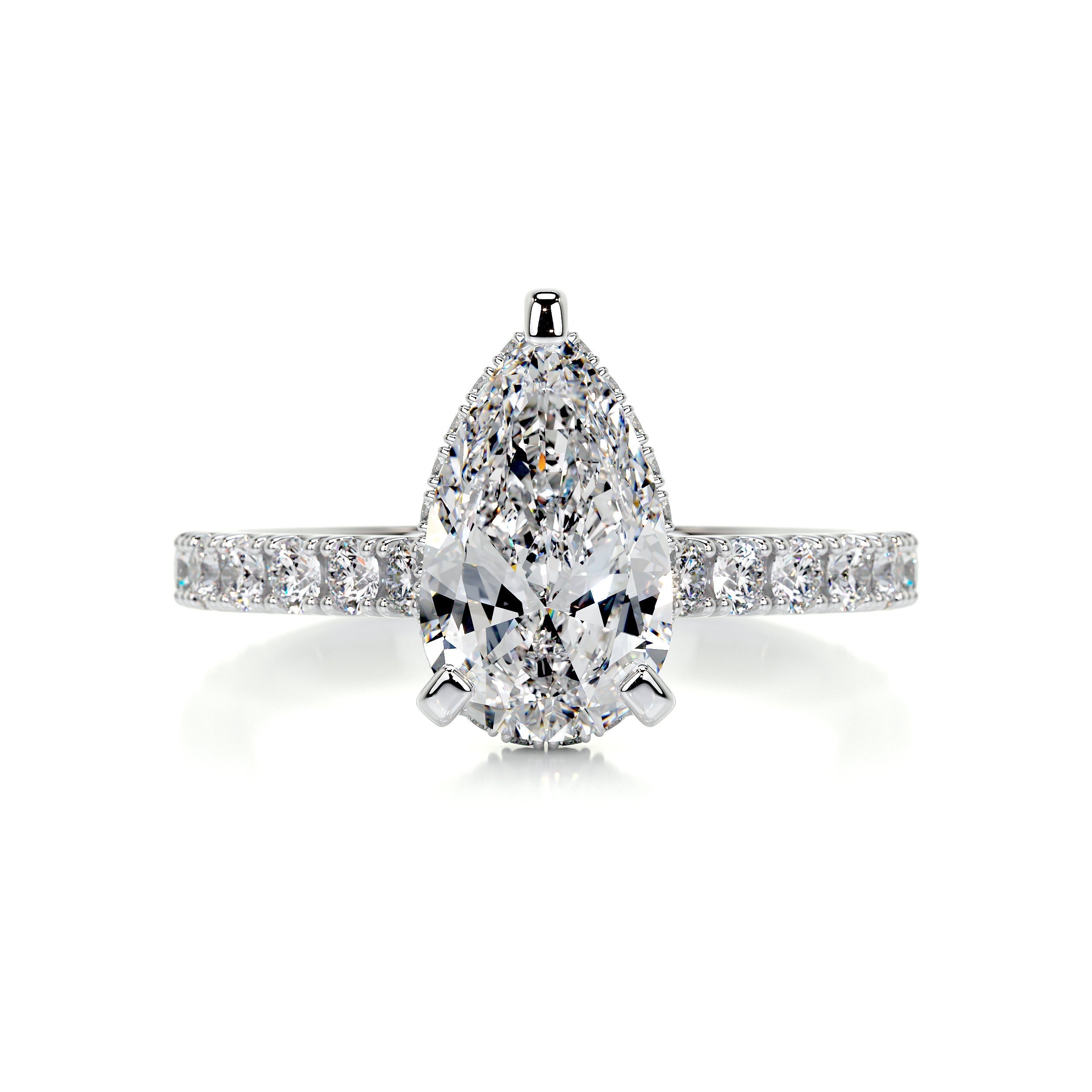 2.5 Carat Pear Pavé Hidden Halo Moissanite Engagement Ring