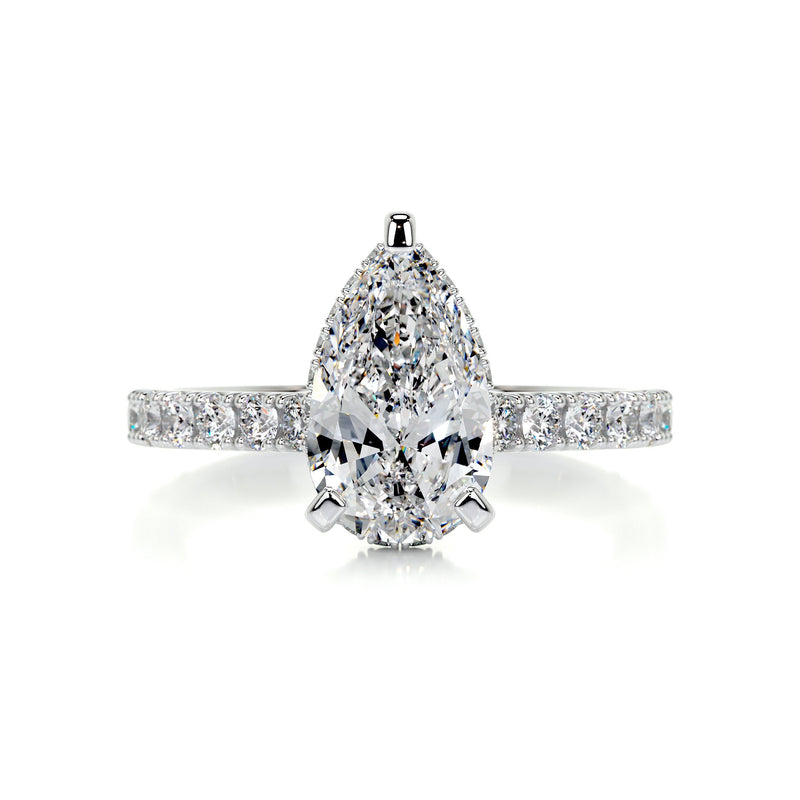 2.5 Carat Pear Pavé Hidden Halo Moissanite Engagement Ring