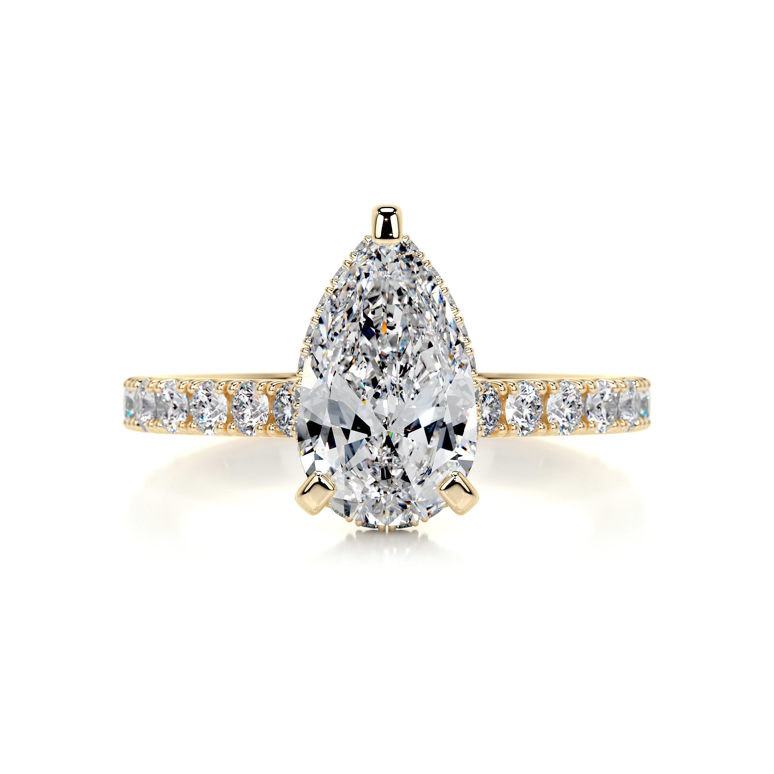 2.5 Carat Pear Pavé Hidden Halo Moissanite Engagement Ring