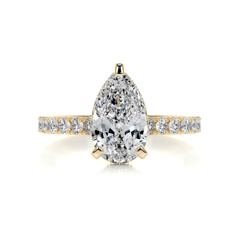 2.5 Carat Pear Pavé Hidden Halo Moissanite Engagement Ring