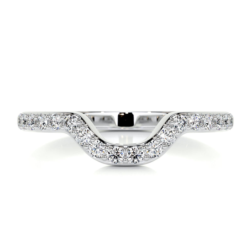 Curved Designed Pave Styled Moissanite Half Eternity Wedding Band