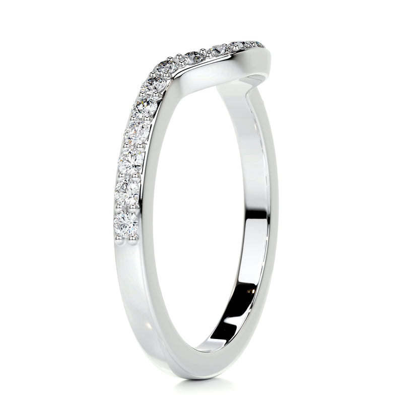 Curved Designed Pave Styled Moissanite Half Eternity Wedding Band