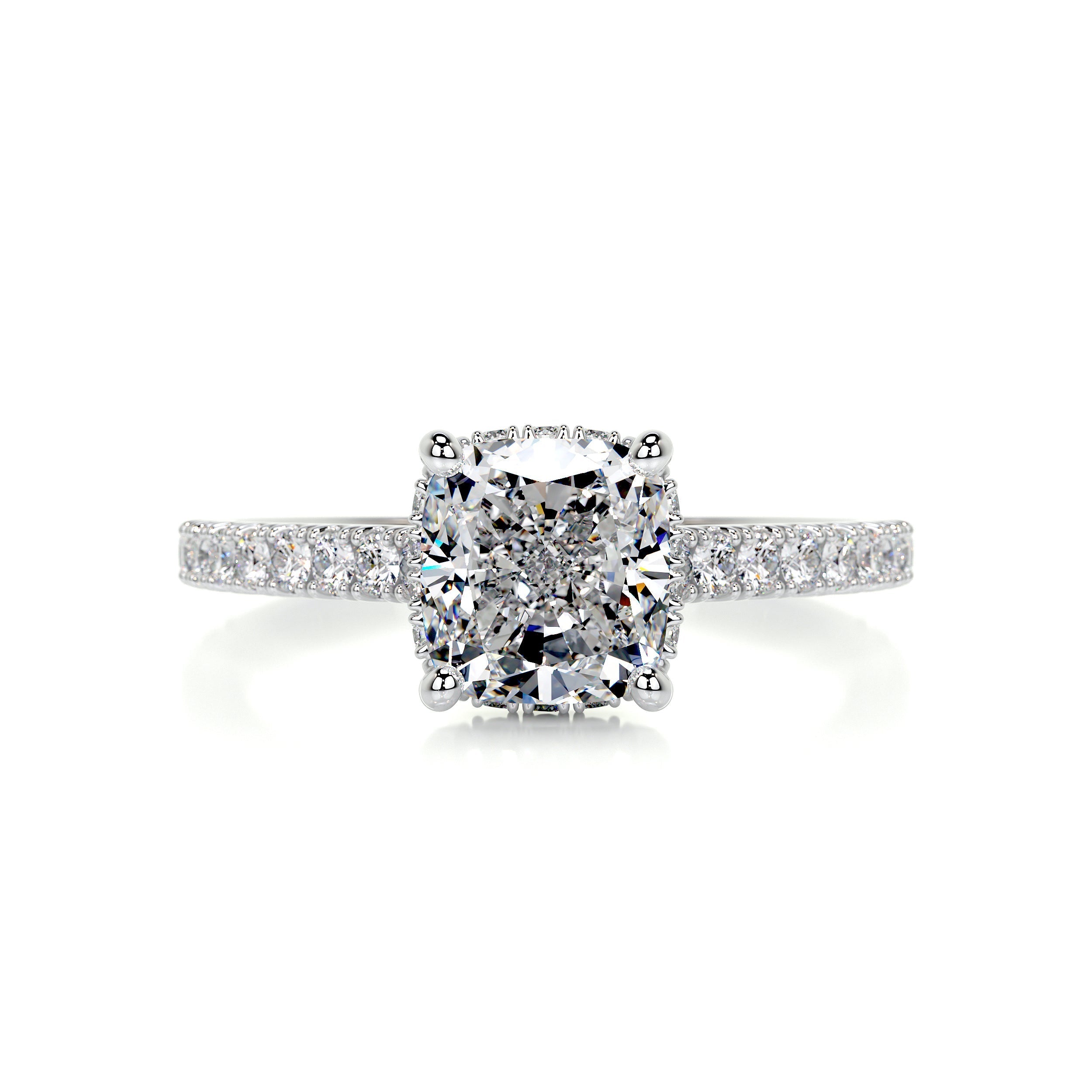 2.75 Carat Cushion Hidden Halo Channel Set Moissanite Engagement Ring