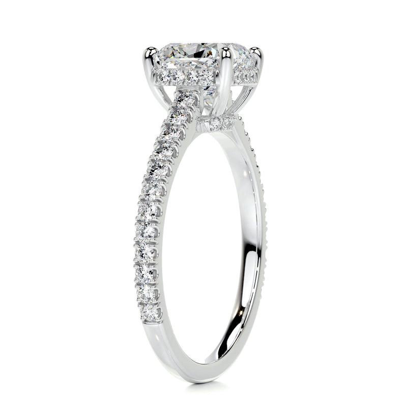 2.75 Carat Cushion Hidden Halo Channel Set Moissanite Engagement Ring
