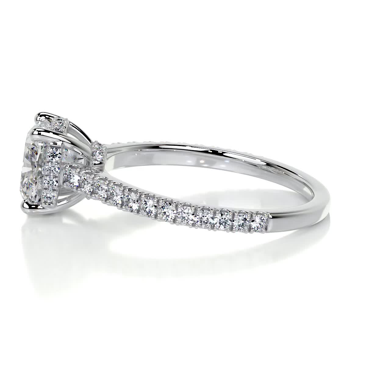 2.75 Carat Cushion Hidden Halo Channel Set Moissanite Engagement Ring