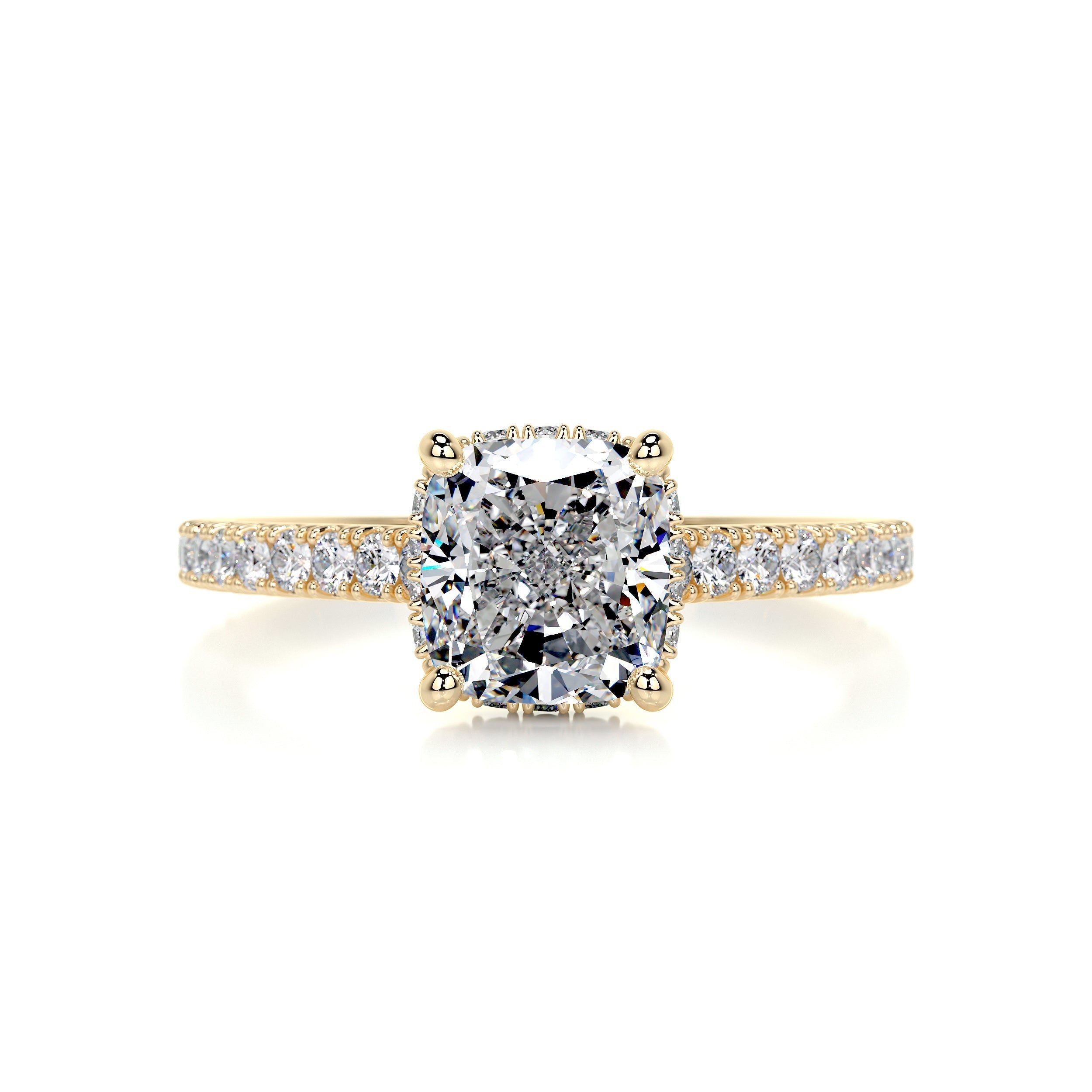 2.75 Carat Cushion Hidden Halo Channel Set Moissanite Engagement Ring