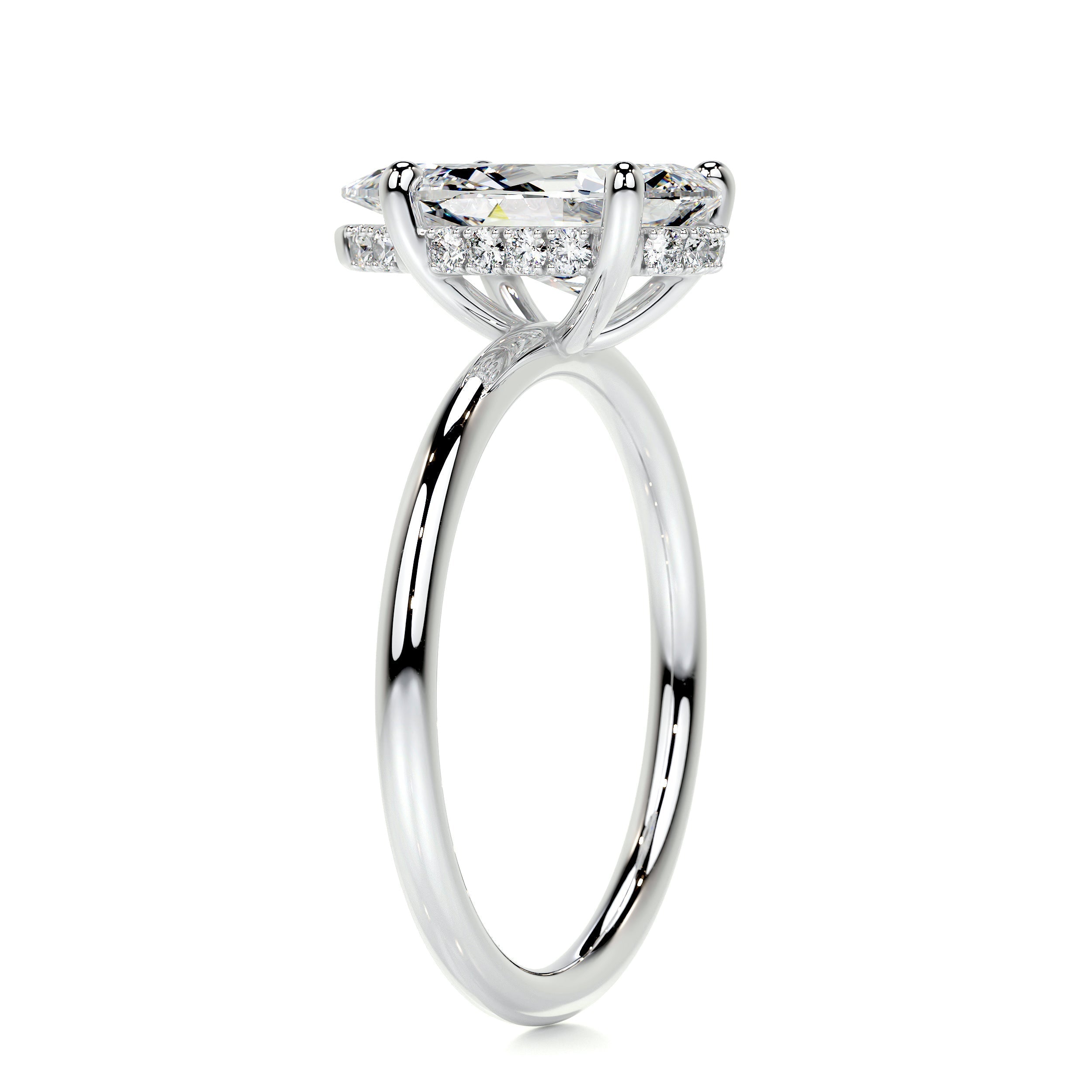 2.15 Carat Pear Hidden Halo Moissanite Engagement Ring