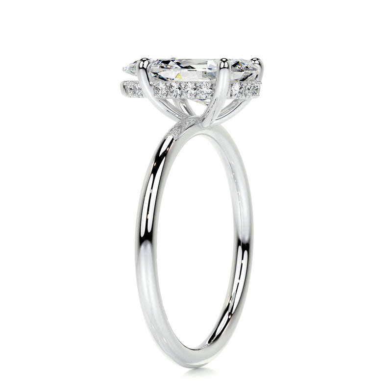 2.15 Carat Pear Hidden Halo Moissanite Engagement Ring