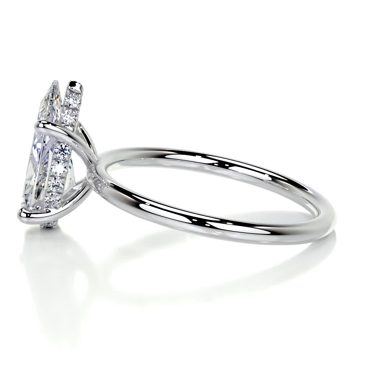 2.15 Carat Pear Hidden Halo Moissanite Engagement Ring