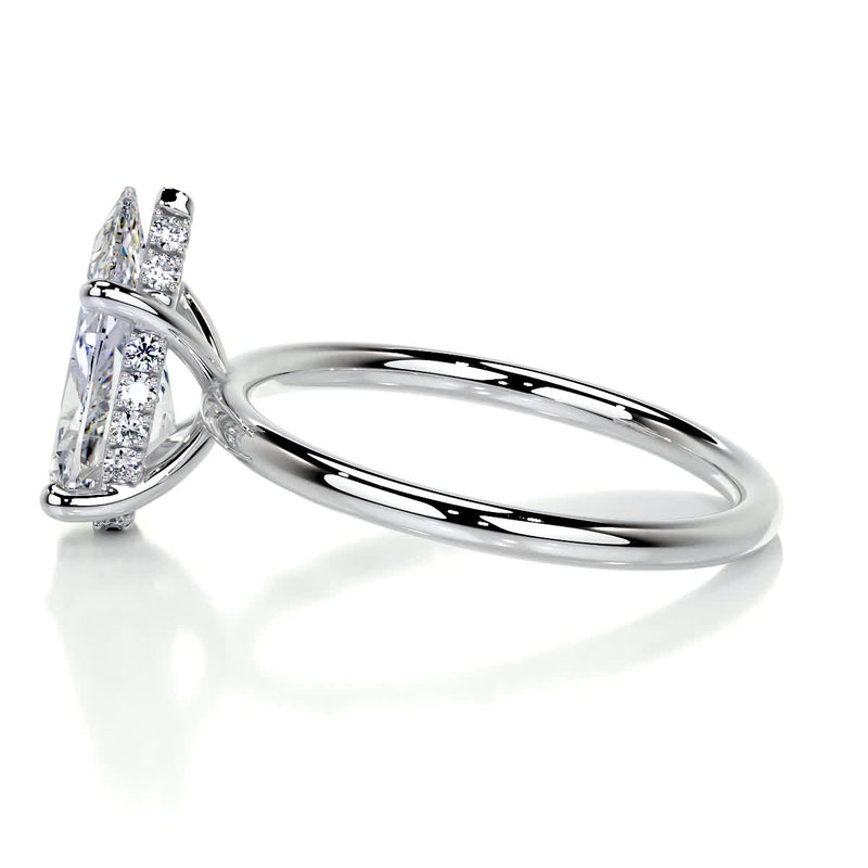2.15 Carat Pear Hidden Halo Moissanite Engagement Ring