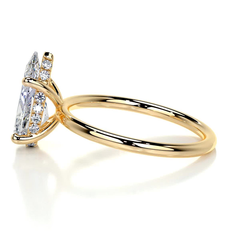 2.15 Carat Pear Hidden Halo Moissanite Engagement Ring
