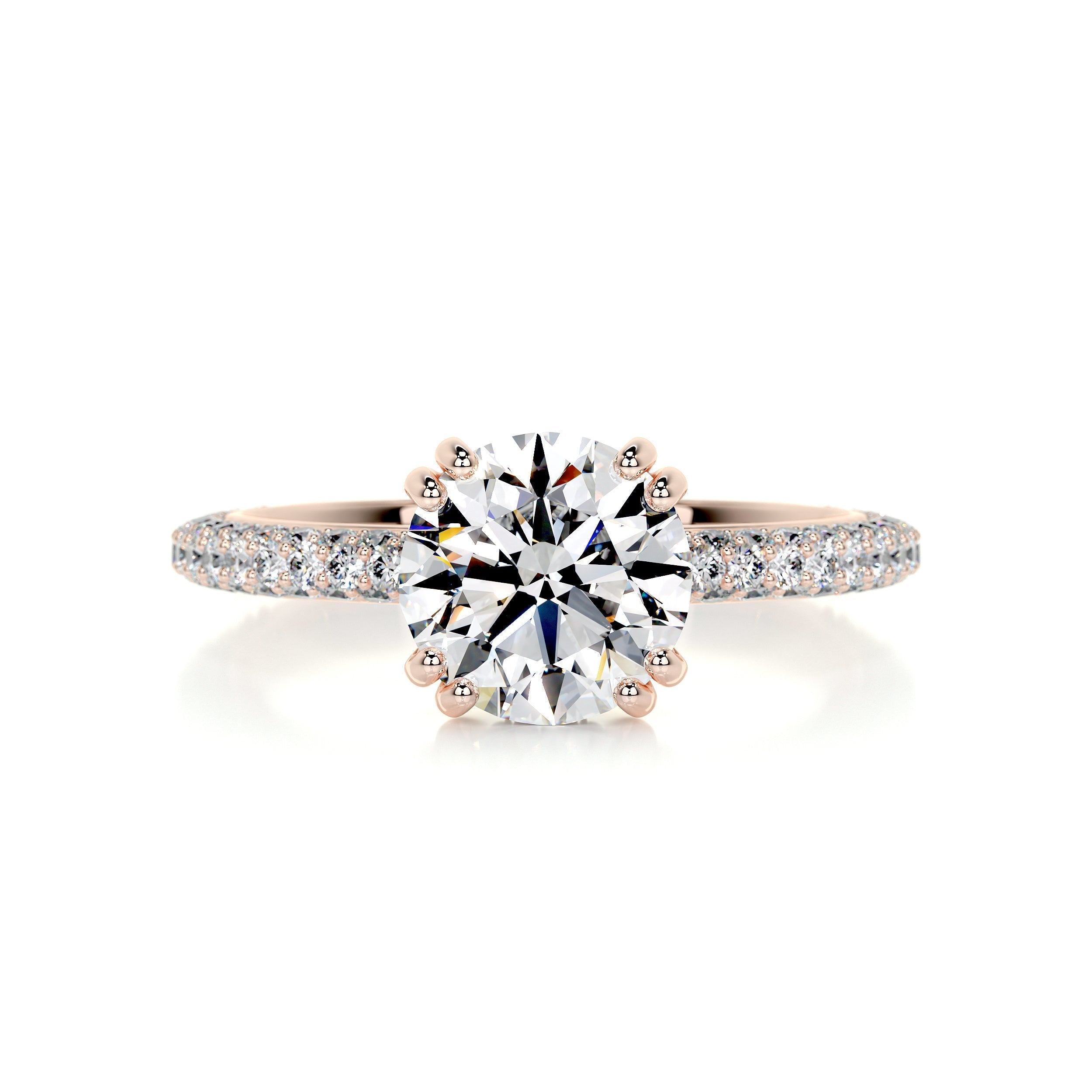 2.78 Round Hidden Halo Dual Prong Moissanite Engagement Ring