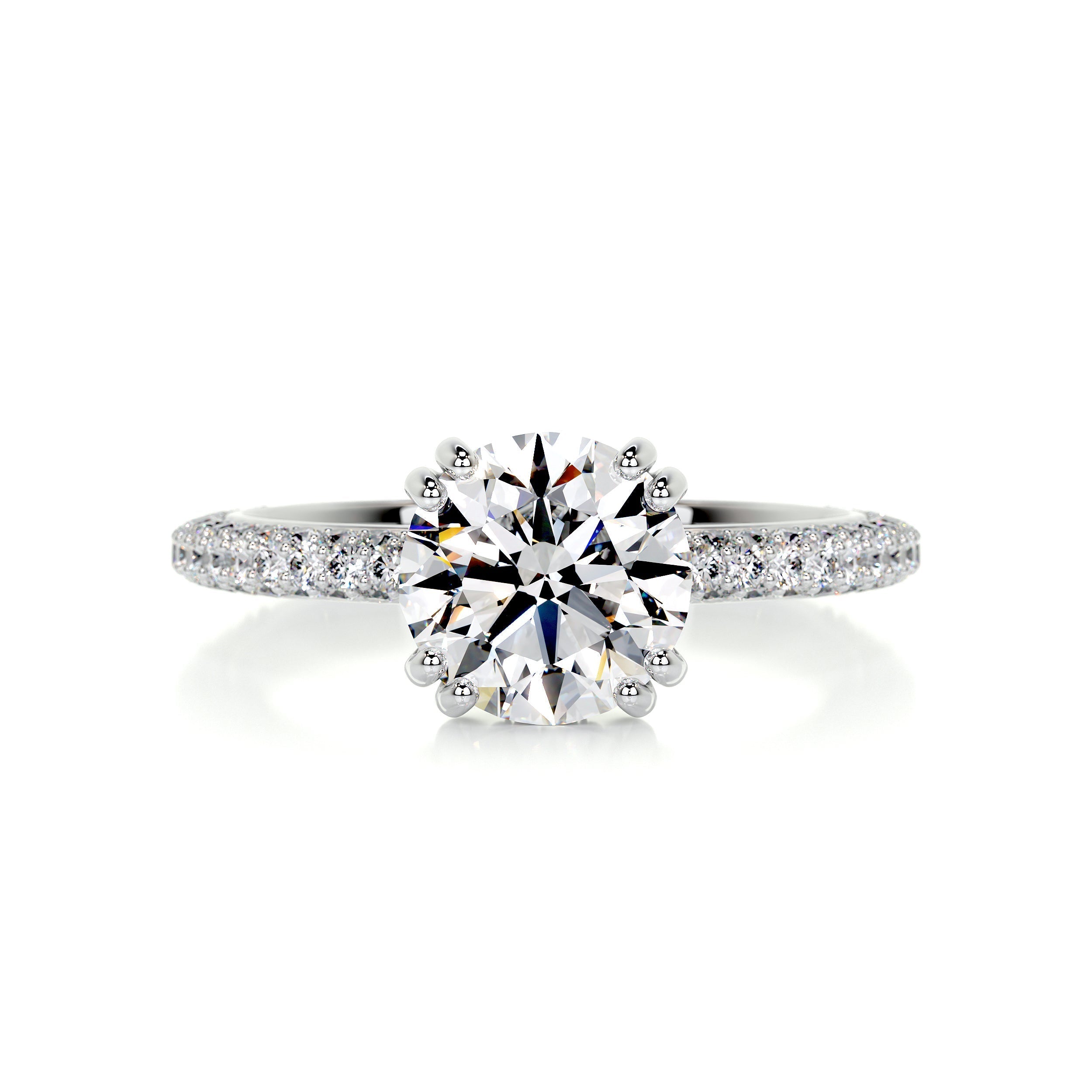 2.78 Round Hidden Halo Dual Prong Moissanite Engagement Ring