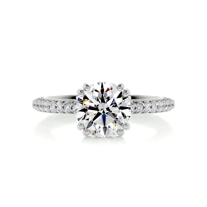 2.78 Round Hidden Halo Dual Prong Moissanite Engagement Ring