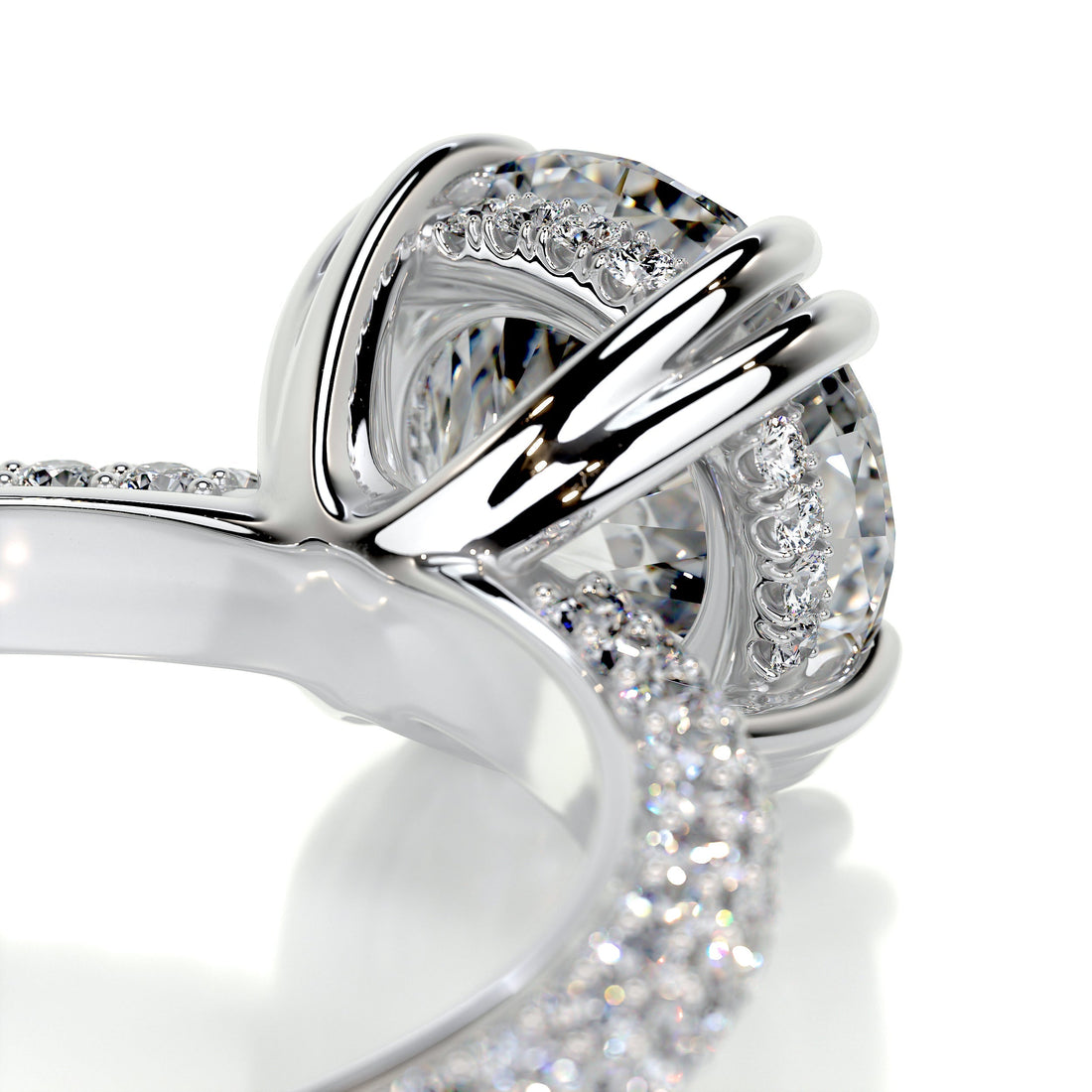 2.78 Round Hidden Halo Dual Prong Moissanite Engagement Ring