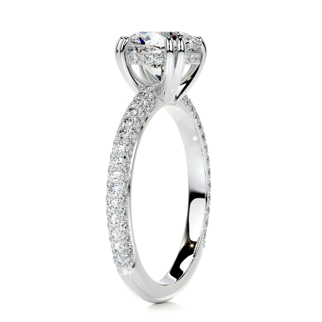 2.78 Round Hidden Halo Dual Prong Moissanite Engagement Ring