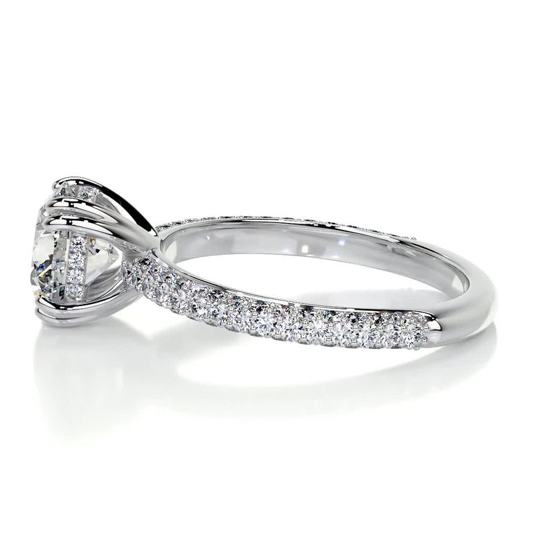 2.78 Round Hidden Halo Dual Prong Moissanite Engagement Ring