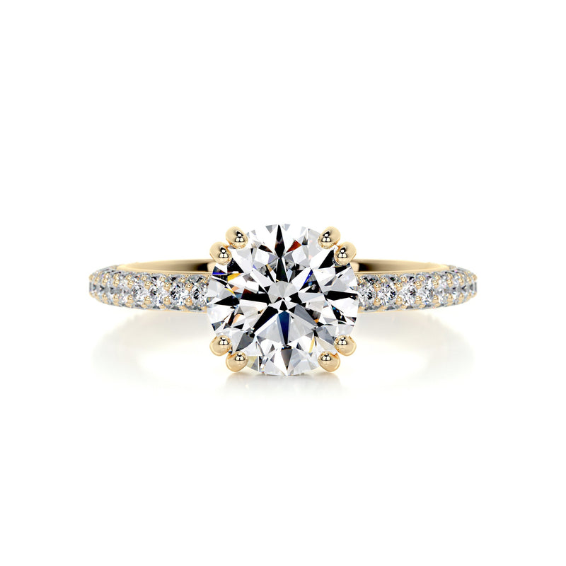 2.78 Round Hidden Halo Dual Prong Moissanite Engagement Ring