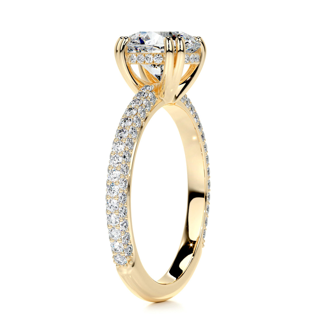 2.78 Round Hidden Halo Dual Prong Moissanite Engagement Ring