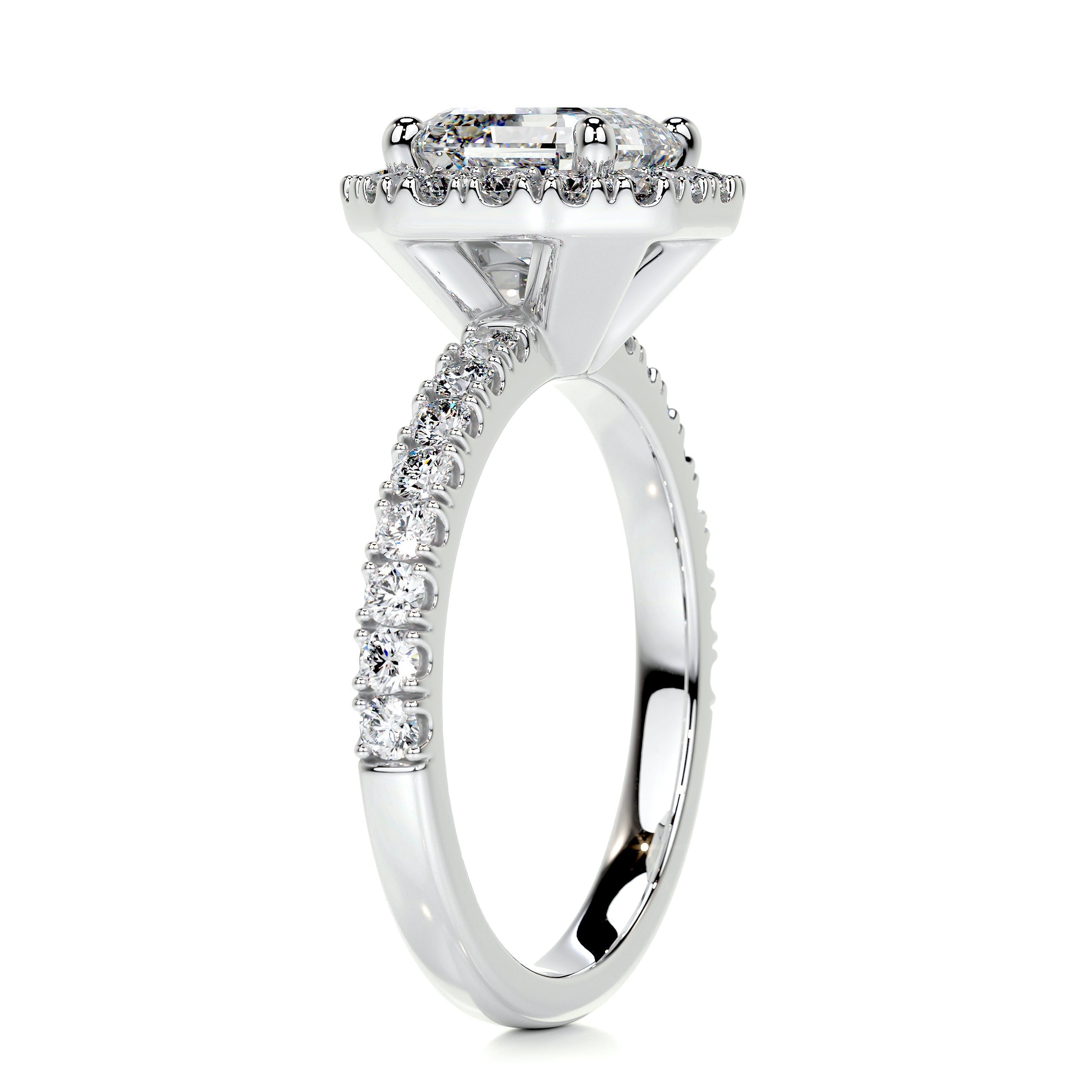 Asscher Halo Moissanite Engagement Ring