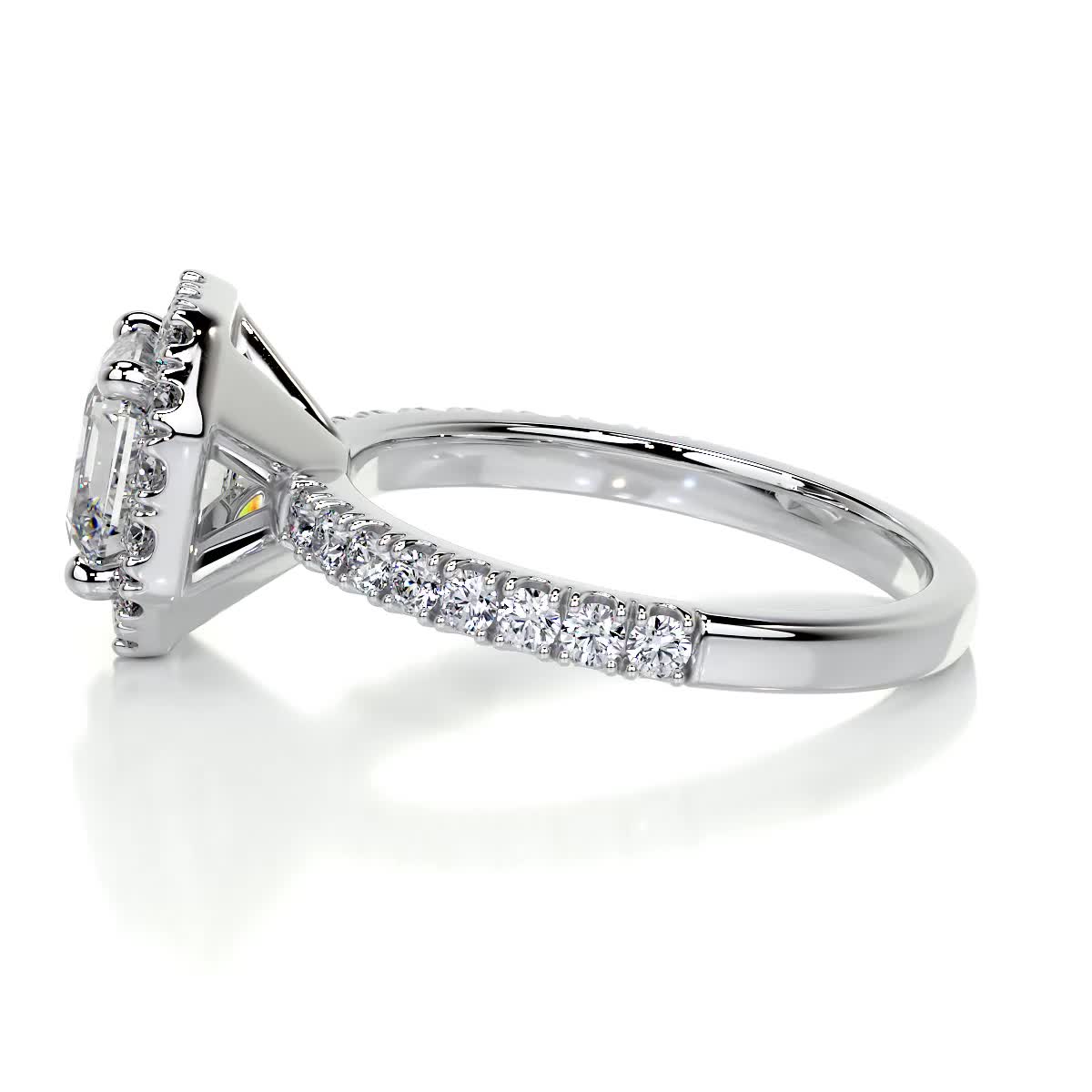 Asscher Halo Moissanite Engagement Ring