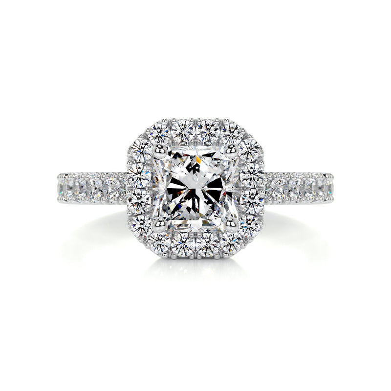 1.55 carat Radiant Halo Moissanite Engagement Ring