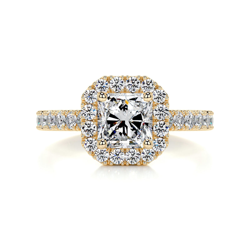 1.55 carat Radiant Halo Moissanite Engagement Ring