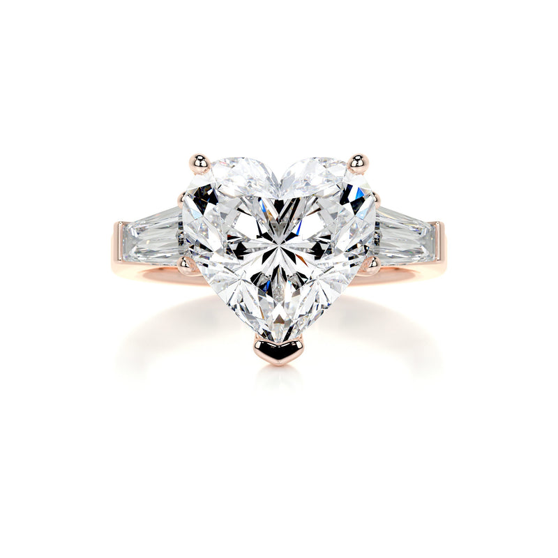 Heart Three Stone Moissanite Engagement Ring
