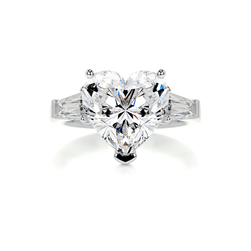 Heart Three Stone Moissanite Engagement Ring