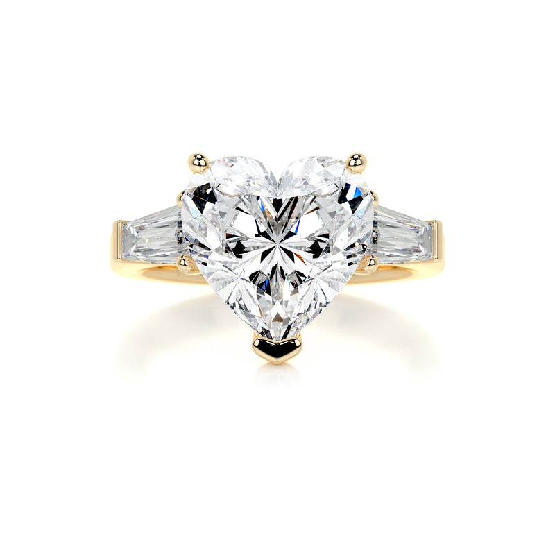Heart Three Stone Moissanite Engagement Ring