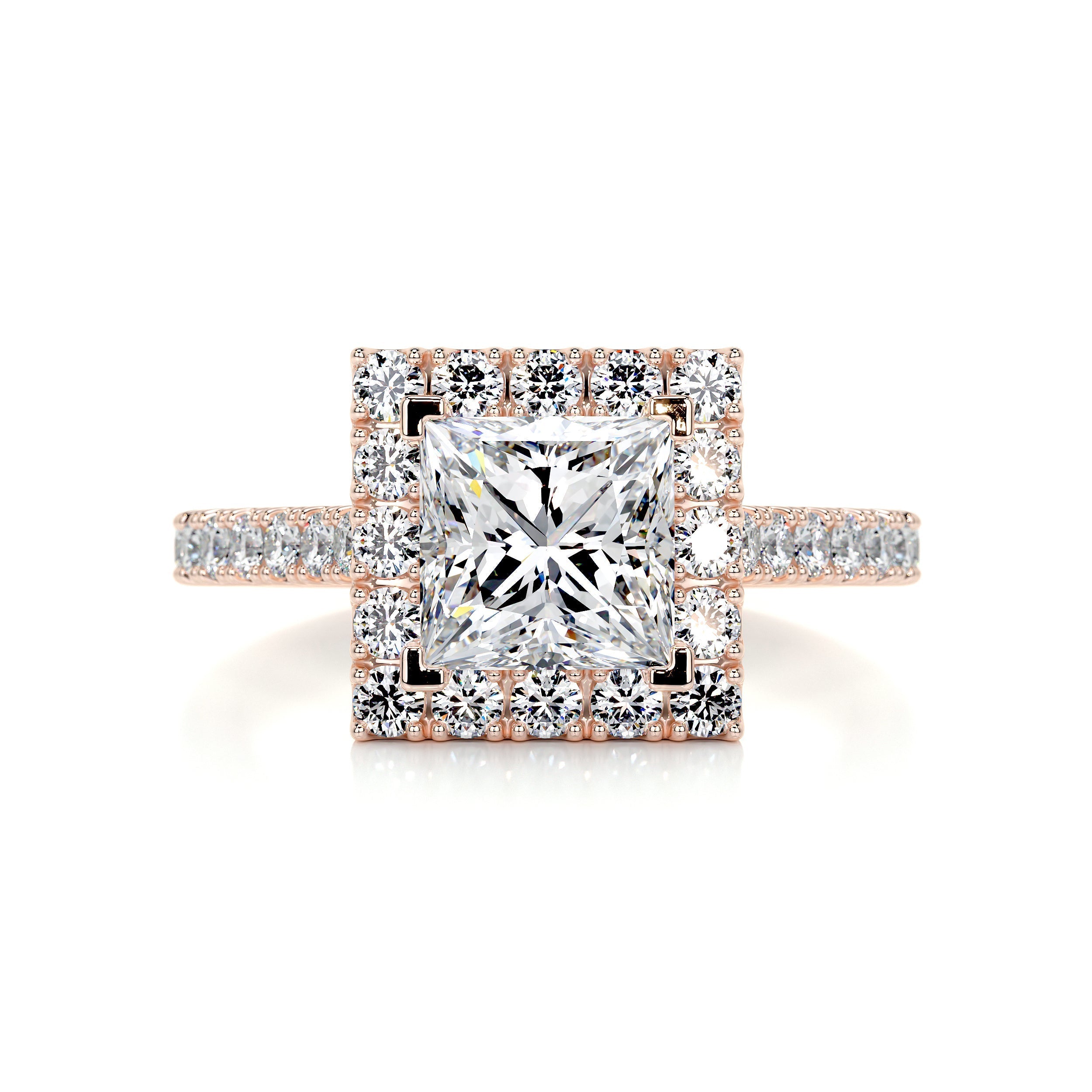 2.55 Carat Princess Halo Moissanite Engagement Ring
